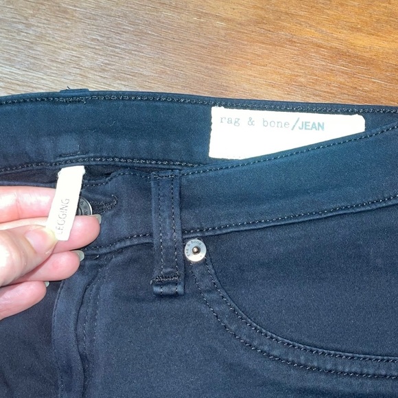 Rag & Bone Mid Rise Soft Twill Skinny Legging Jeans Black Plush Sz 28 - Picture 5 of 7